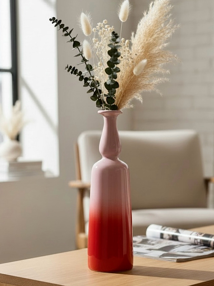Vaso Bottiglia – Rosso e Rosa Degradè